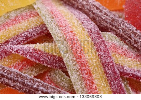 various types of colorful gummy candy and sugary