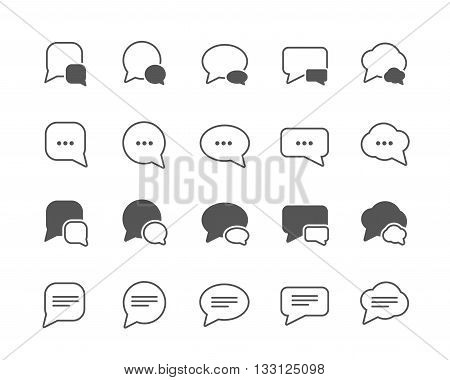 Dialog bubbles of different shapes. Set of flat vector icons. Fully scalable.
