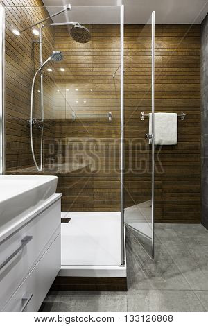 Wooden Wall In Bathroom