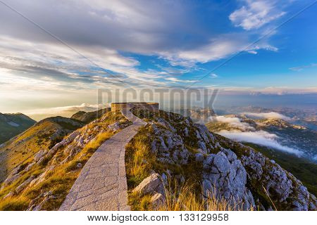 Lovcen Mountains National park at sunset in Montenegro