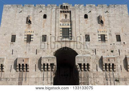 Aleppo Syria. The entrance to the citadel