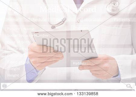 Medicine doctor working with modern digital tablet-pc. Medical network concept