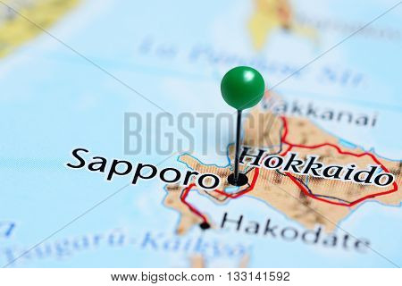Sapporo pinned on a map of Japan