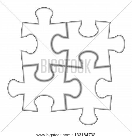 Puzzle 2x2. Vector illustration of white puzzle separate pieces.