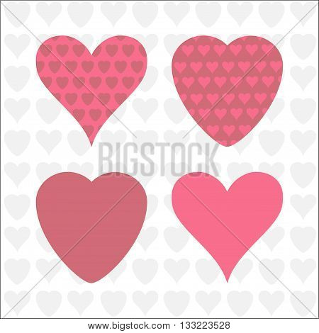 Flat hearts background collection for valentine day.