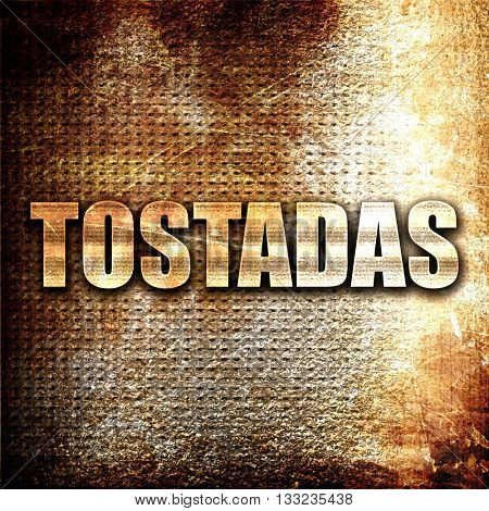 tostadas de ceviche, mexican food, 3D rendering, metal text on r