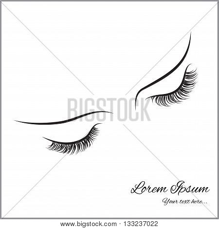 Closed eyes with long eyelashes Sample logo for a beauty salon beauty products.