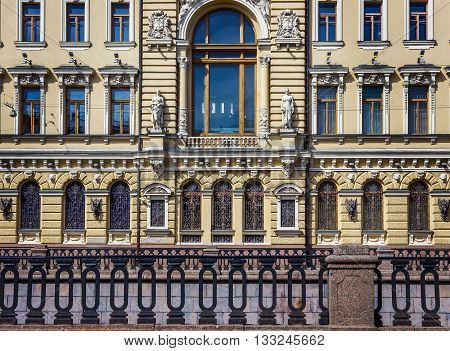 Facade of the historic building in Saint Petersburg. Russia.