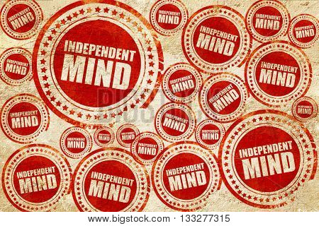 independent mind, red stamp on a grunge paper texture