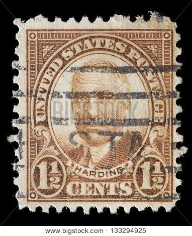 United States Used Postage Stamp Showing President Warren Harding