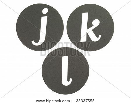 letters jkl isolated on a white background