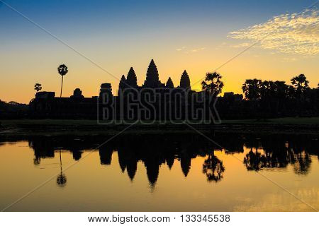 Sunrise at Angor wat in Combodia, which is a world heritage