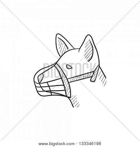Dog with muzzle vector sketch icon isolated on background. Hand drawn Dog with muzzle icon. Dog with muzzle sketch icon for infographic, website or app.