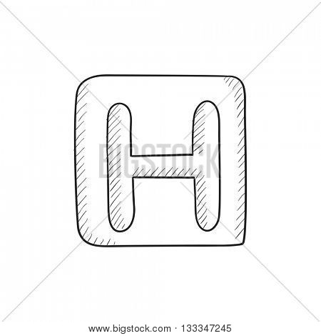 Hospital sign vector sketch icon isolated on background. Hand drawn Hospital sign icon. Hospital sign sketch icon for infographic, website or app.