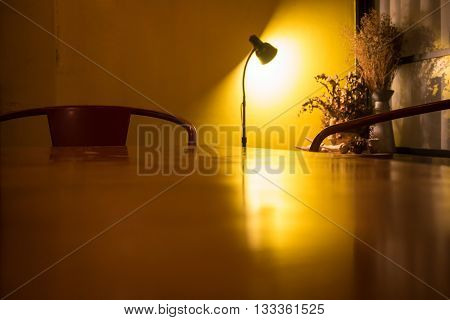 Vintage light bulb in living room stock photo