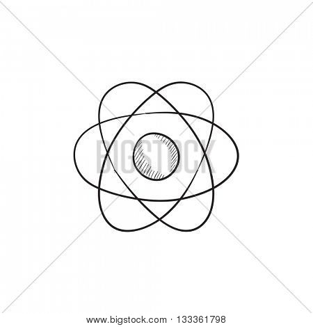 Atom vector sketch icon isolated on background. Hand drawn Atom icon. Atom sketch icon for infographic, website or app.