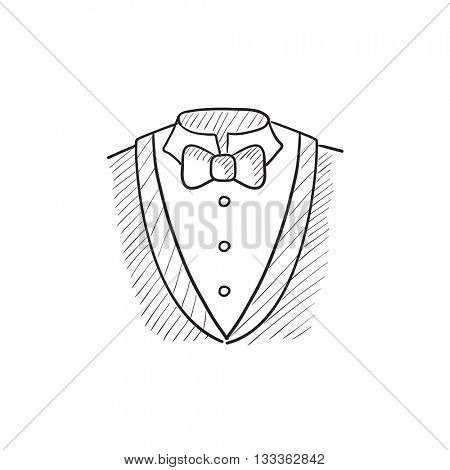 Male suit vector sketch icon isolated on background. Hand drawn Male suit icon. Male suit sketch icon for infographic, website or app.