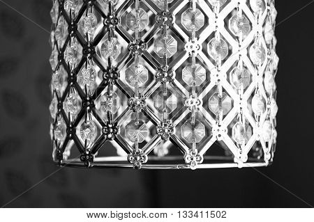 Crystal strass lamp white over black background luxury interior design