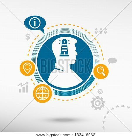 Lighthouse Icon And Male Avatar Profile Picture