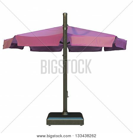 Sun umbrella for relax, back view. 3D graphic