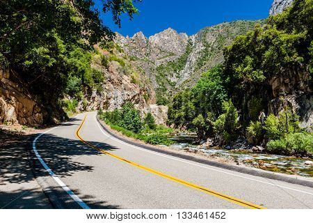 Kings Canyon Scenic Byway Highway 180 Kings Canyon National Park Southern Sierra Nevada California USA.