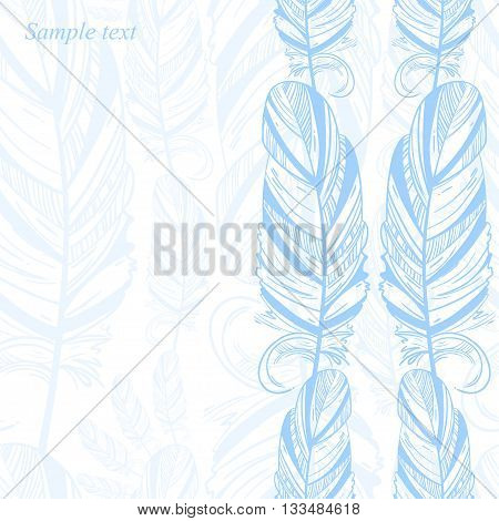 Gentle abstract background with feather. Fashion illustration. Vector.