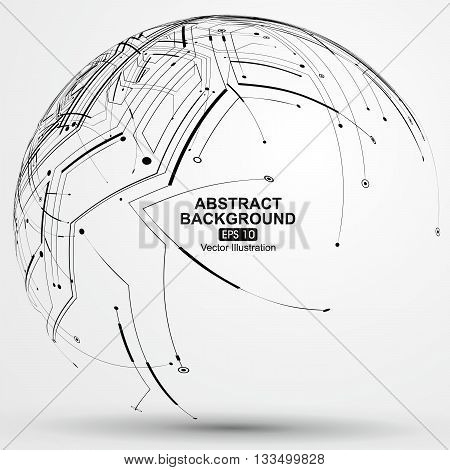 Point and line constructed the sphere wireframe, technological sense, abstract illustration.