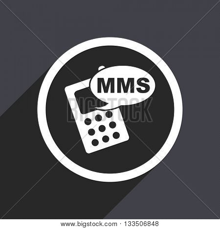  mms icon, gray vector flat design internet button, web and mobile app illustration

