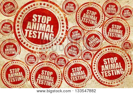 stop animal testing, red stamp on a grunge paper texture