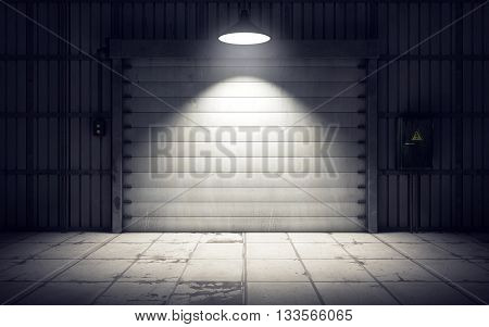 Old warehouse loading dock inside. 3D rendering