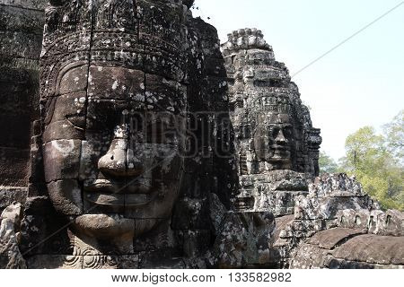 The faces of Bayon Temple, part of the Angkor Wat Temple Complex in Cambodia