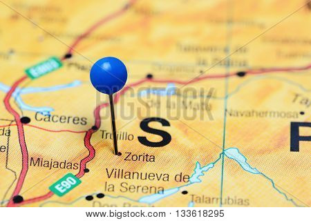 Zorita pinned on a map of Spain