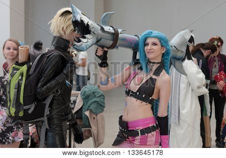 Cosplayer Dressed As Character Jinx From League Of Legends