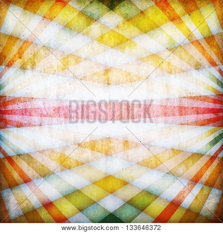 Vinrage background with crossed multicolored sunbeams. Illustration.
