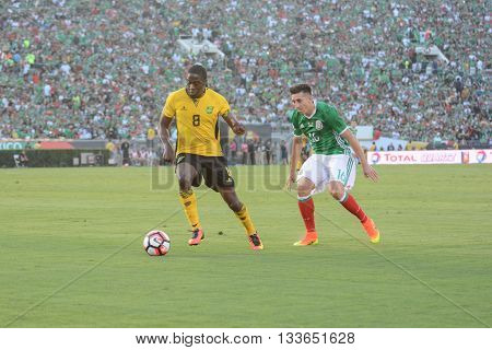 Soccer Players Fighting For The Ball During Copa America Centenario