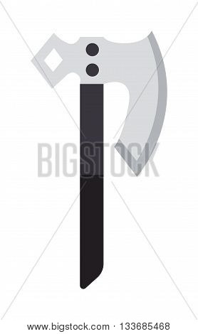 Axe steel weapon isolated and sharp axe flat weapon weapon icon isolated on white and knight axe cartoon flat icon of handle war work equipment vector illustration.