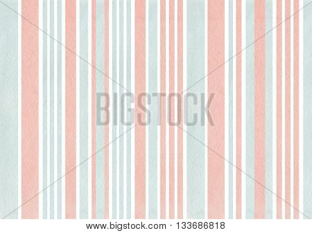 Watercolor Pink And Blue Stripes Background.