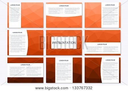 Set of modern business presentation templates in A4 size. Abstract geometrical triangle. Vector design illustration.