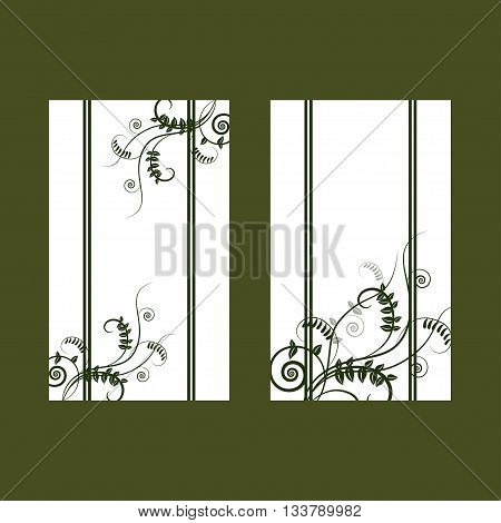 Green floral fresh design of card with vetch. Design for ecology invitation card, wedding, stickers, healthy card, greeting