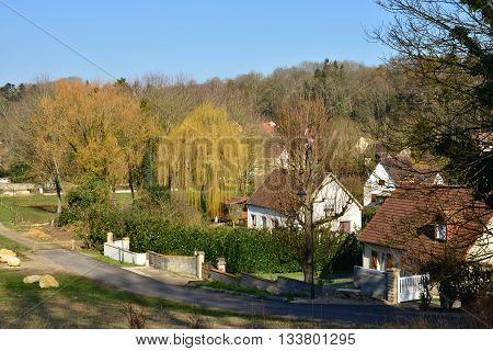 Oinville sur Montcient France - february 19 2016 : the picturesque village in winter