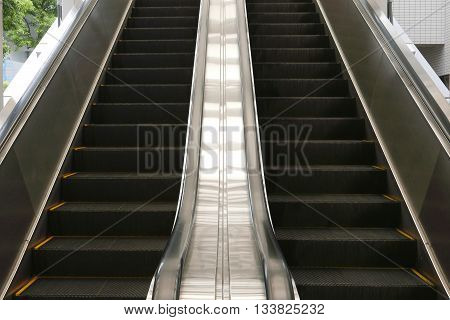 moving lift escalator perspective angle in the airport