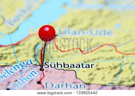 Suhbaatar pinned on a map of Mongolia