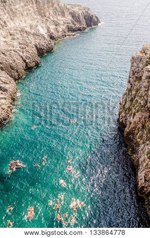 Beautiful Scenic Seascape At Ciolo Bridge, Salento, Apulia, Italy