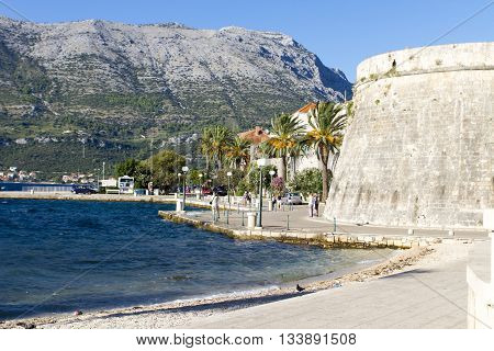KORCULA, CROATIA - SEPTEMBER 8, 2014: Old town of Korcula in Croatia. It is a historic fortified town on the protected east coast of the island of Korcula in the Adriatic.