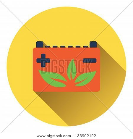 Car Battery With Leaf Icon