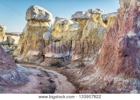 clay and sandstone erosion geological formations in Paint Mine Interpretive Park at Calhan near Colorado Springs, Colorado