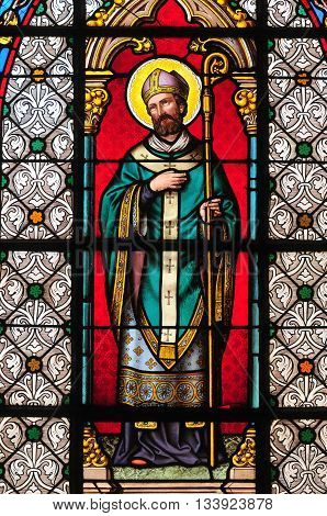 Conflans Sainte Honorine France - april 4 2016 : the Saint Maclou church stained glass window