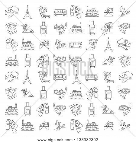 Vector set of travel icons Simple Linear design