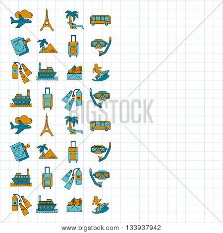 Vector set of travel icons Simple Linear design