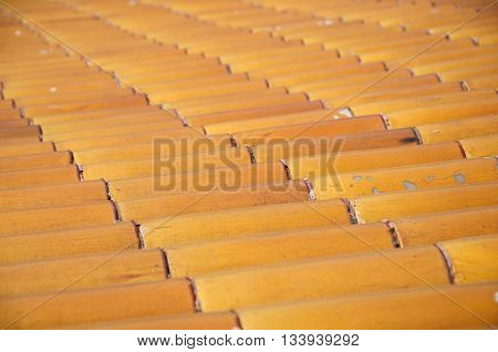 An abstract image of a terra cotta and glazed tile roof within the forbidden city beijing china.